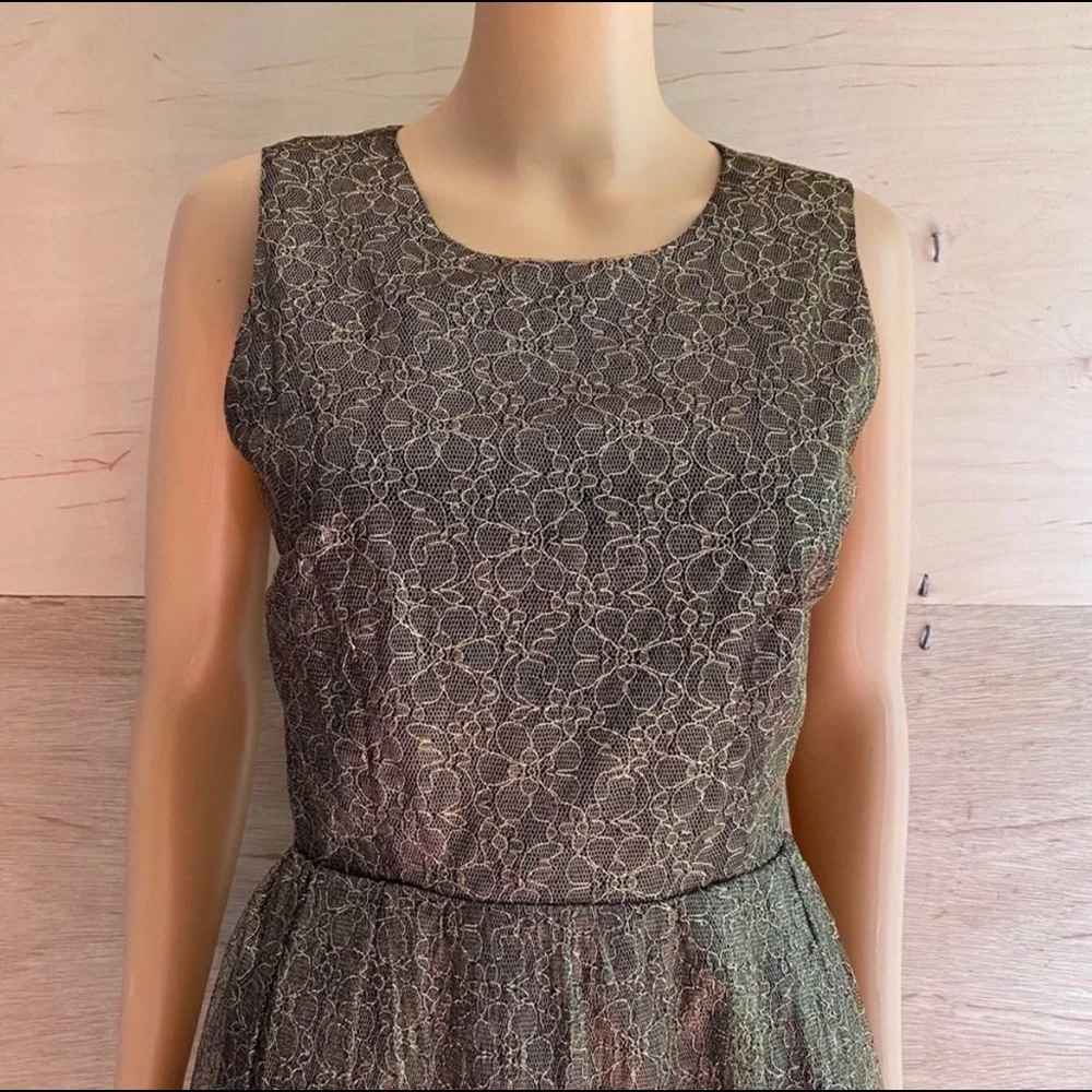 Erin Fetherston Gold Lace Floral Dress - Picture 4 of 10
